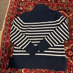 J. Crew Cotton Turtleneck Sweater in Navy & White Stripe Size M - Like New